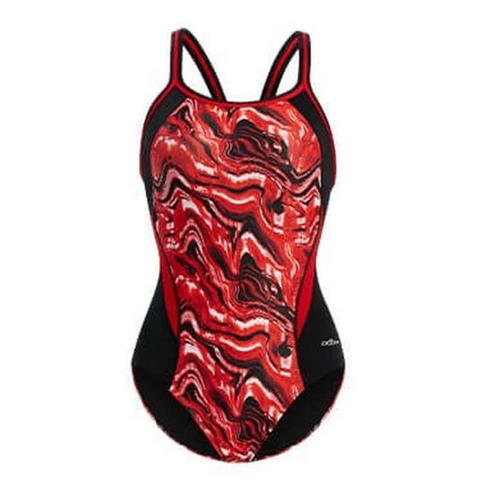 DOLFIN Reliance Blaze Navy and Gold Color Block DBX Back One Piece