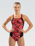 DOLFIN Reliance Blaze Navy and Gold Color Block DBX Back One Piece