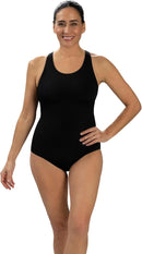 Dolfin AQUASHAPE Solid Scoop Neck Conservative 1-Piece w/ Cross Strap Back