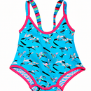 Dolfin Uglies Girls' One Piece Swimsuit - Criss-Cross Straps (Blue, 8)