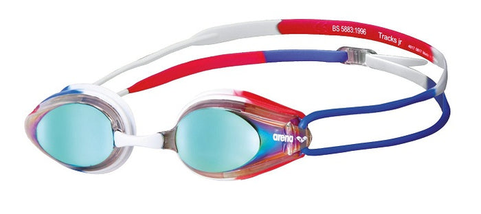 arena tracks junior mirror goggles Arena Tracks Jr. Mirror Goggle, Gold/Blue/Red