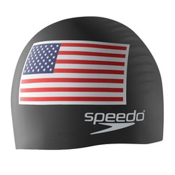 SPEEDO Silicone USA Flag Cap (White or Black)