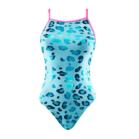 FINALS Women's Leopard Love Foil Funnies Flutter Back Swimsuit