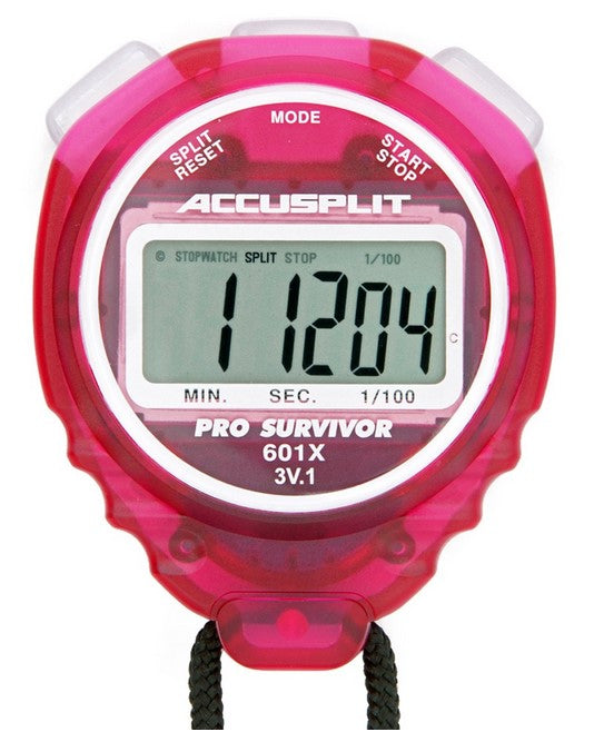 Accusplit Pro Survivor Stopwatch with Cherry (translucent red) Case